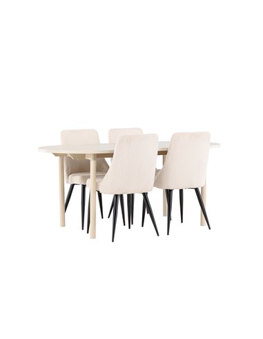 Matgrupp Andy med Leone matstolar, 180 × 90 cm