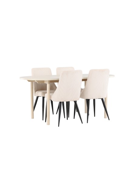 Matgrupp Andy med Leone matstolar, 180 × 90 cm