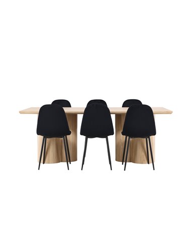 Matgrupp Olivia med Polar matstolar, 210 × 100 cm