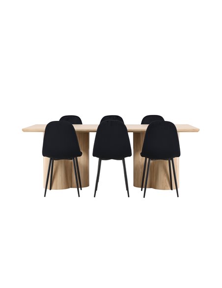 Matgrupp Olivia med Polar matstolar, 210 × 100 cm