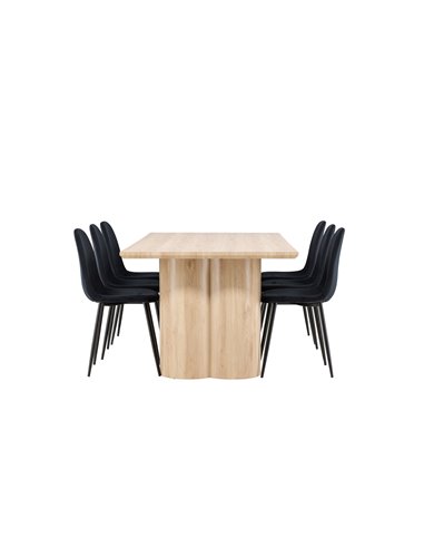 Matgrupp Olivia med Polar matstolar, 210 × 100 cm