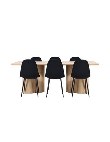 Matgrupp Olivia med Polar matstolar, 210 × 100 cm