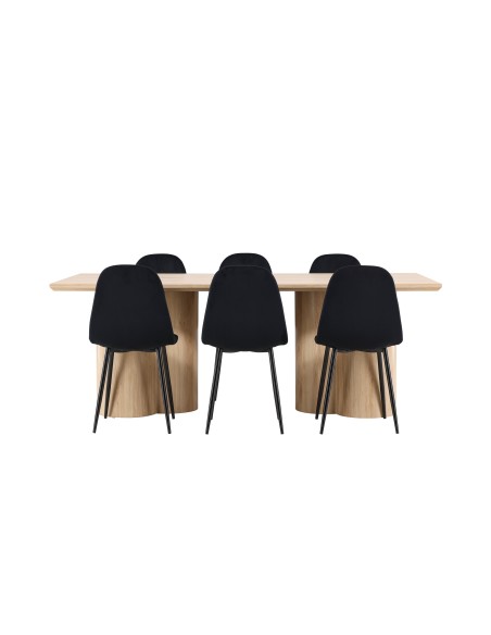 Matgrupp Olivia med Polar matstolar, 210 × 100 cm