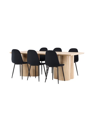 Matgrupp Olivia med Polar matstolar, 210 × 100 cm