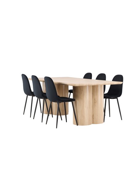 Matgrupp Olivia med Polar matstolar, 210 × 100 cm