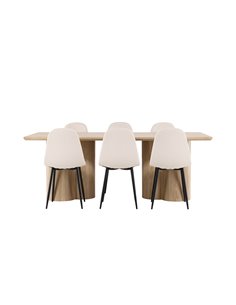 Matgrupp Olivia med Polar matstolar, 210 × 100 cm