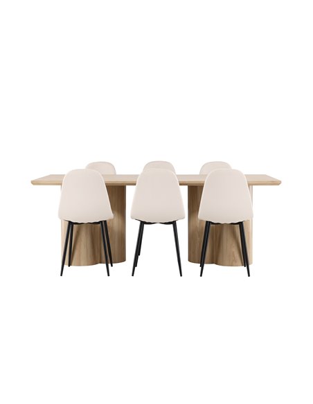 Matgrupp Olivia med Polar matstolar, 210 × 100 cm