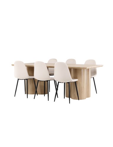 Matgrupp Olivia med Polar matstolar, 210 × 100 cm