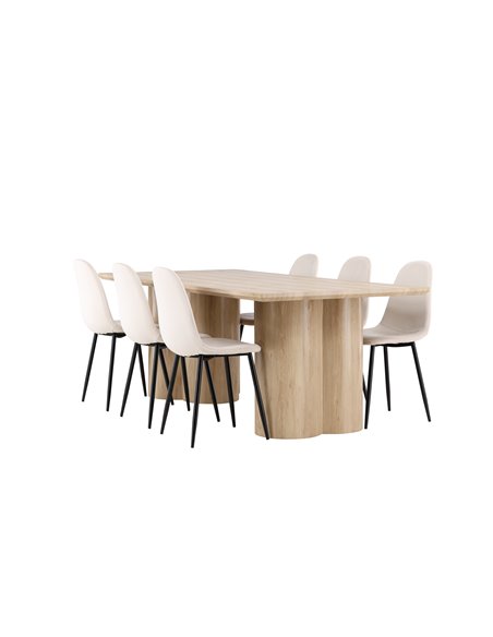 Matgrupp Olivia med Polar matstolar, 210 × 100 cm