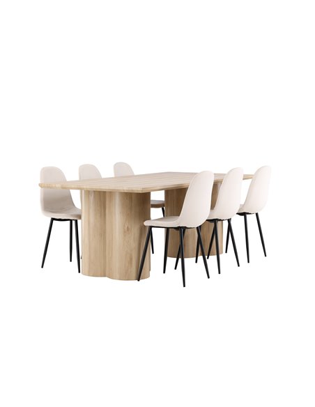 Matgrupp Olivia med Polar matstolar, 210 × 100 cm
