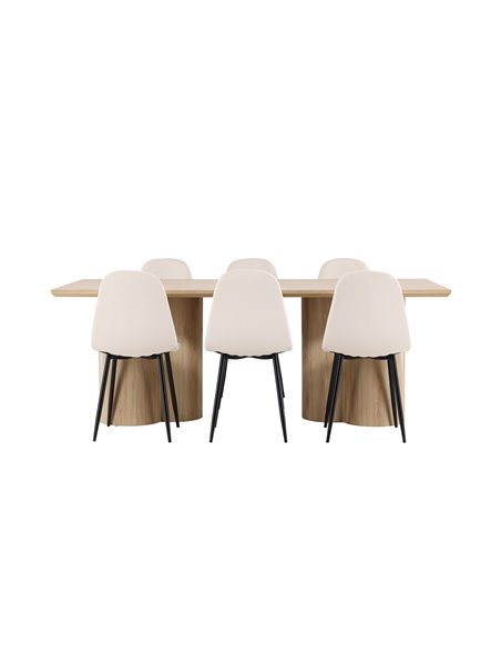 Matgrupp Olivia med Polar matstolar, 210 × 100 cm