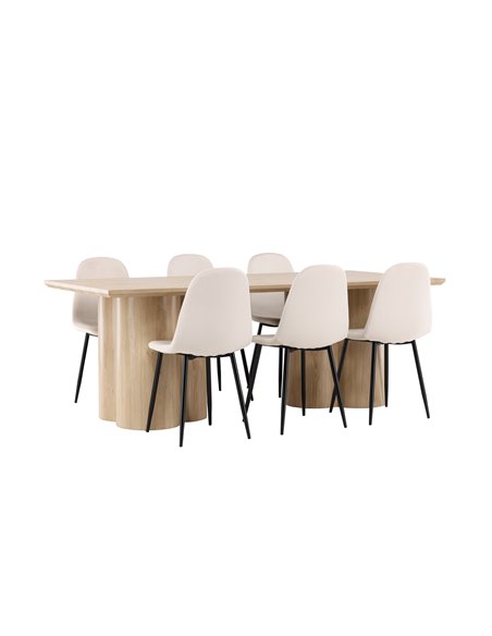 Matgrupp Olivia med Polar matstolar, 210 × 100 cm
