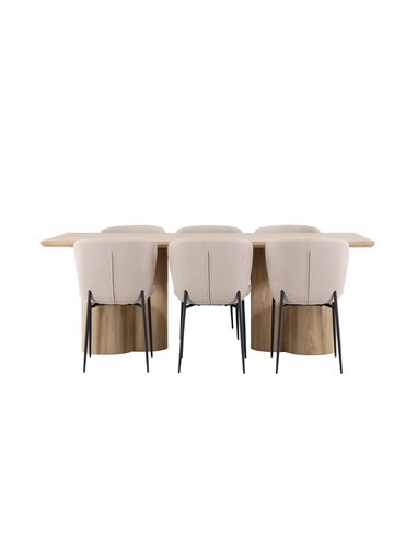Matgrupp Olivia med Modesto matstolar, 210 × 100 cm