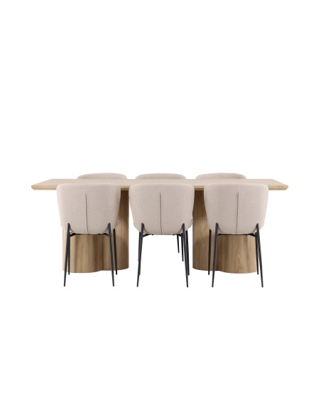 Matgrupp Olivia med Modesto matstolar, 210 × 100 cm