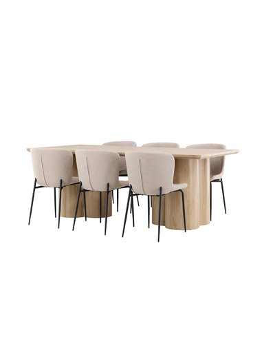 Matgrupp Olivia med Modesto matstolar, 210 × 100 cm