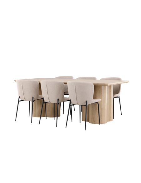 Matgrupp Olivia med Modesto matstolar, 210 × 100 cm