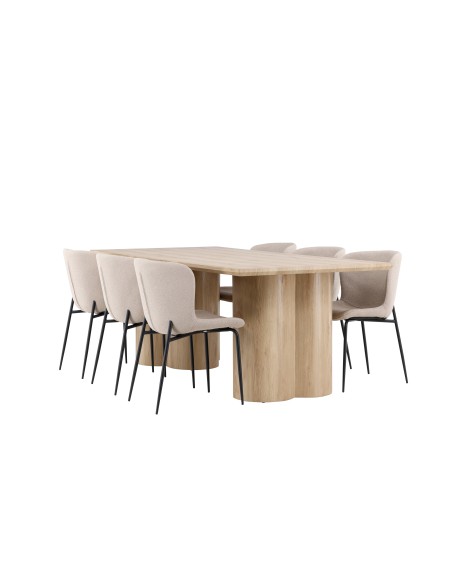 Matgrupp Olivia med Modesto matstolar, 210 × 100 cm