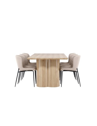 Matgrupp Olivia med Modesto matstolar, 210 × 100 cm