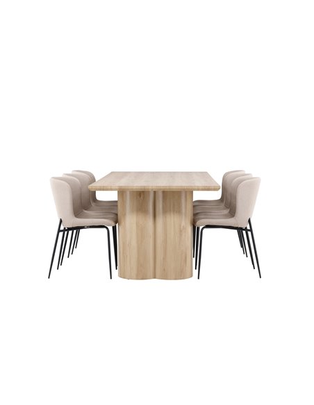 Matgrupp Olivia med Modesto matstolar, 210 × 100 cm