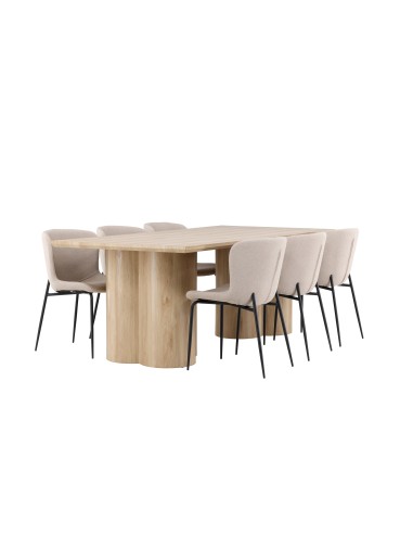 Matgrupp Olivia med Modesto matstolar, 210 × 100 cm