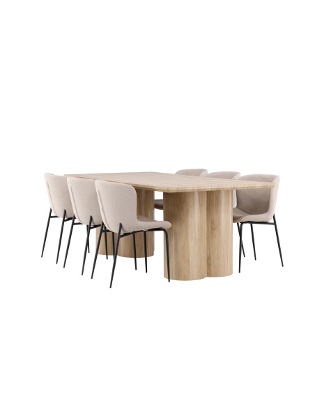 Matgrupp Olivia med Modesto matstolar, 210 × 100 cm