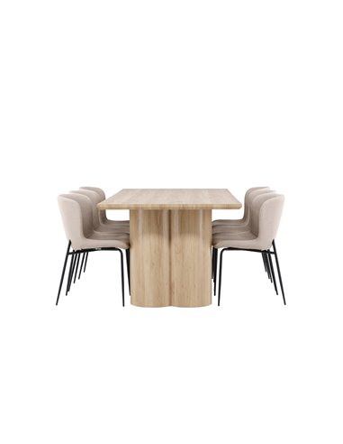 Matgrupp Olivia med Modesto matstolar, 210 × 100 cm