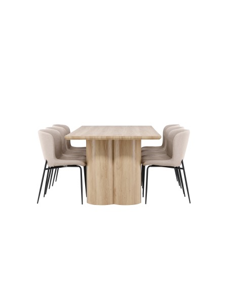Matgrupp Olivia med Modesto matstolar, 210 × 100 cm