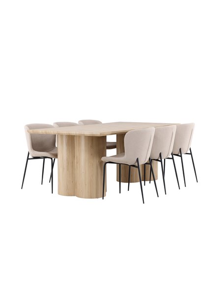 Matgrupp Olivia med Modesto matstolar, 210 × 100 cm