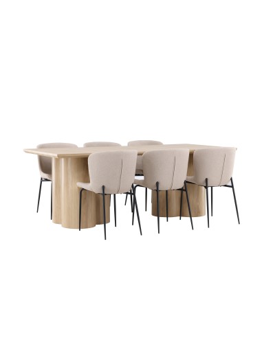 Matgrupp Olivia med Modesto matstolar, 210 × 100 cm