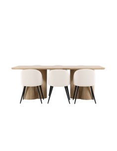 Matgrupp Olivia med Velvet matstolar, 210 × 100 cm