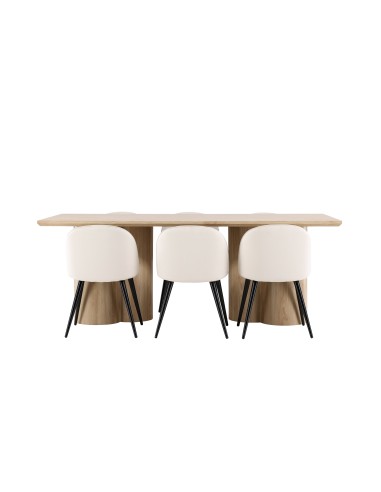 Matgrupp Olivia med Velvet matstolar, 210 × 100 cm