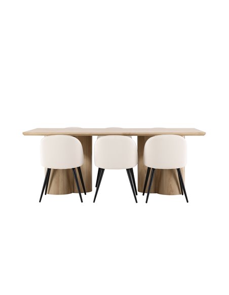 Matgrupp Olivia med Velvet matstolar, 210 × 100 cm