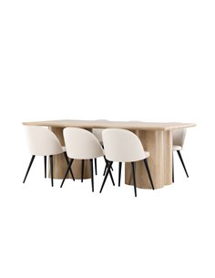 Matgrupp Olivia med Velvet matstolar, 210 × 100 cm 2