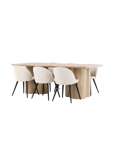 Matgrupp Olivia med Velvet matstolar, 210 × 100 cm