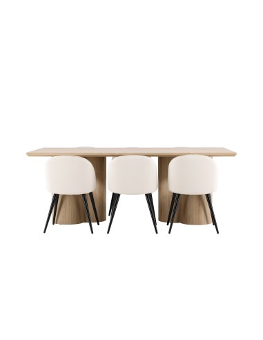 Matgrupp Olivia med Velvet matstolar, 210 × 100 cm