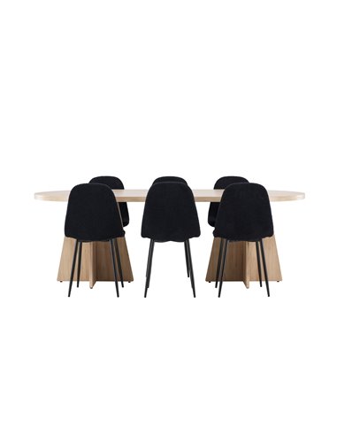 Matgrupp Bootcut med Polar matstolar, 230 × 115 cm
