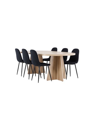 Matgrupp Bootcut med Polar matstolar, 230 × 115 cm