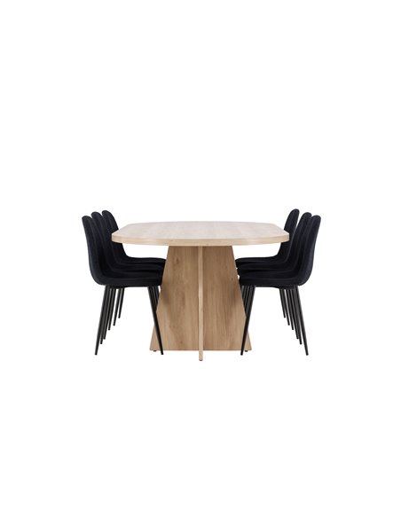 Matgrupp Bootcut med Polar matstolar, 230 × 115 cm