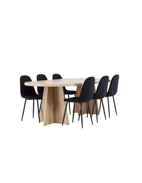 Matgrupp Bootcut med Polar matstolar, 230 × 115 cm