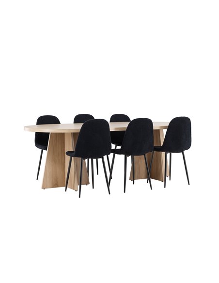 Matgrupp Bootcut med Polar matstolar, 230 × 115 cm