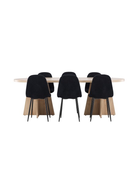 Matgrupp Bootcut med Polar matstolar, 230 × 115 cm