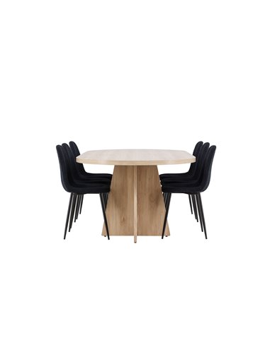 Matgrupp Bootcut med Polar matstolar, 230 × 115 cm