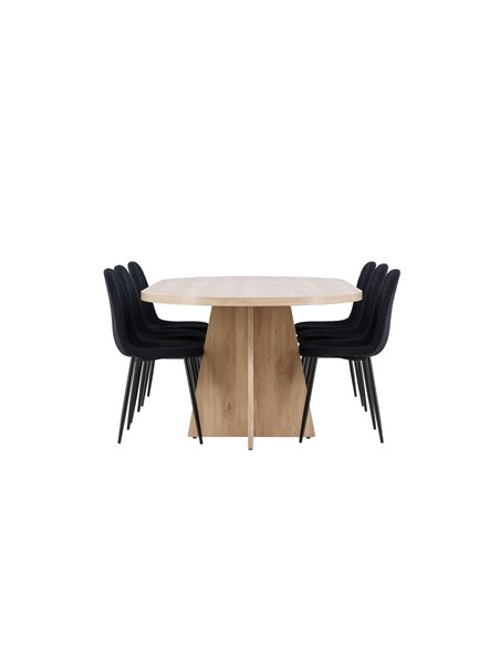 Matgrupp Bootcut med Polar matstolar, 230 × 115 cm