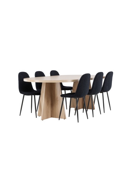 Matgrupp Bootcut med Polar matstolar, 230 × 115 cm