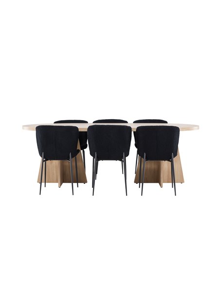 Matgrupp Bootcut med Modesto matstolar, 230 × 115 cm