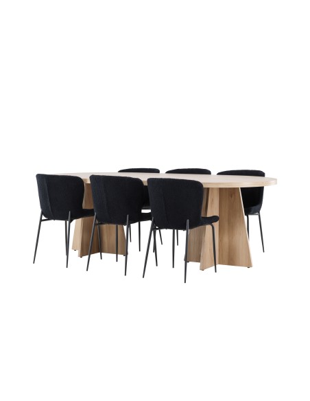 Matgrupp Bootcut med Modesto matstolar, 230 × 115 cm
