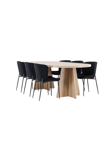 Matgrupp Bootcut med Modesto matstolar, 230 × 115 cm