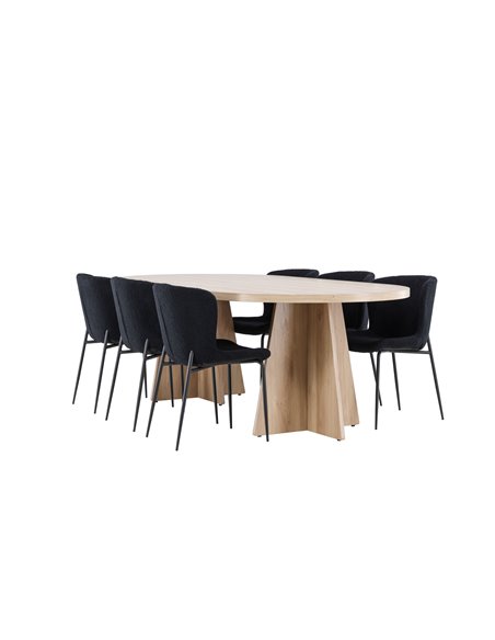 Matgrupp Bootcut med Modesto matstolar, 230 × 115 cm