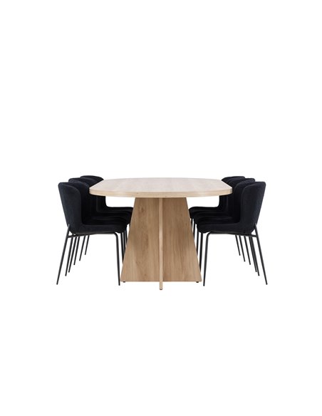 Matgrupp Bootcut med Modesto matstolar, 230 × 115 cm