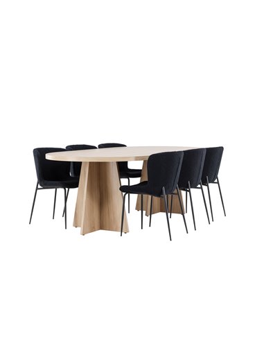 Matgrupp Bootcut med Modesto matstolar, 230 × 115 cm